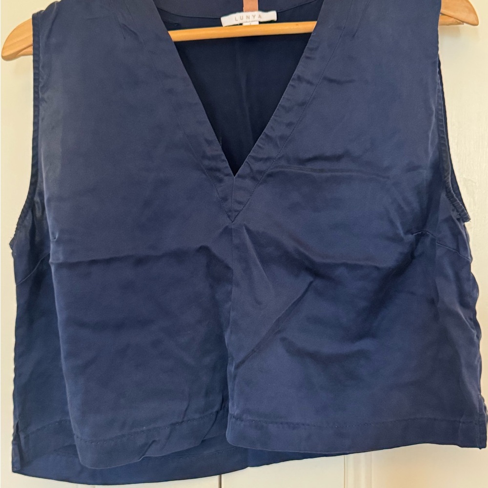 Lunya Navy Silk Pajama set